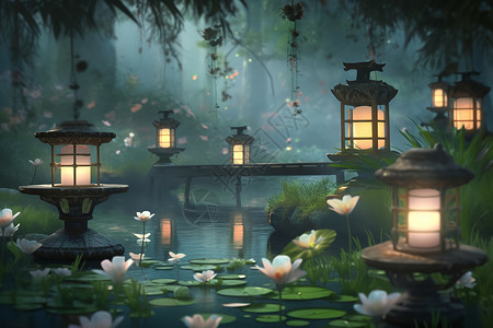 梦幻庭园背景图片