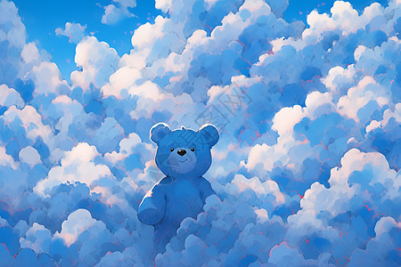 天空的小熊绘画背景图片