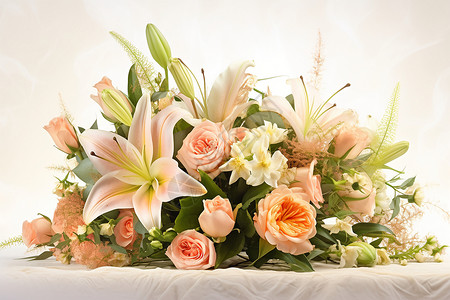 桌面上新鲜的花束背景图片