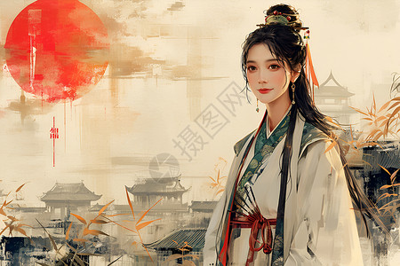 中式古装女子背景图片