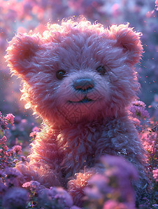 紫色铲子玩具可爱的玩具熊插画