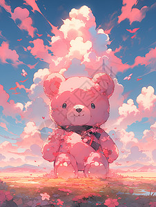 梦幻粉色抱抱熊背景图片
