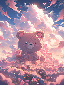 天空中的云朵小熊背景图片