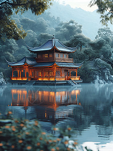 中国亭台背景图片