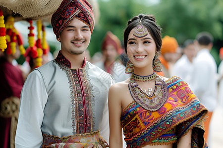 身穿印度服装的情侣高清图片