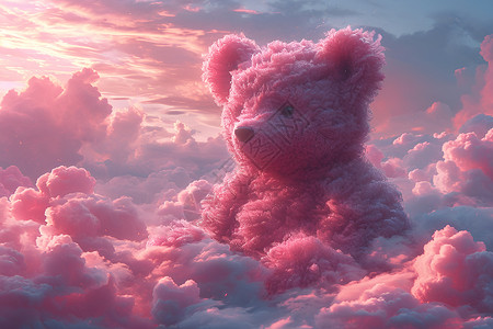 云中的泰迪熊背景图片