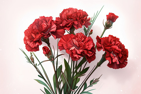 美丽的红色康乃馨花朵背景图片