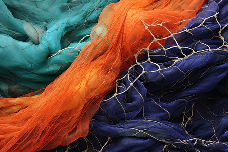 五彩斑斓的捕鱼网背景图片