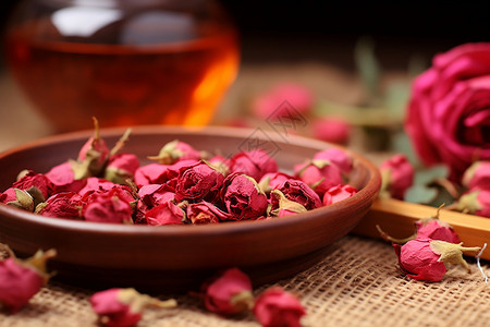 茶与饮食健康图片晒干的玫瑰花茶背景