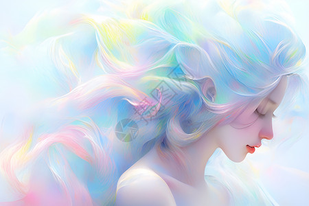 七彩绘髮的彩虹少女背景图片