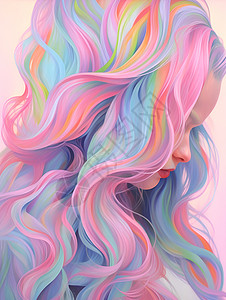 女子的彩虹发色背景图片