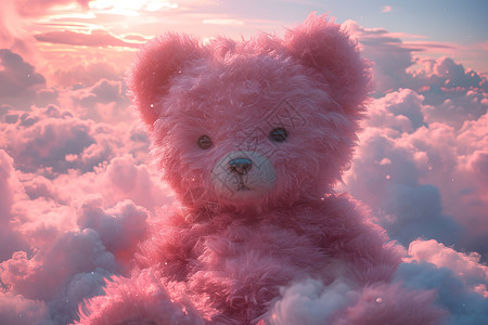 云朵状制成的玩具熊背景图片