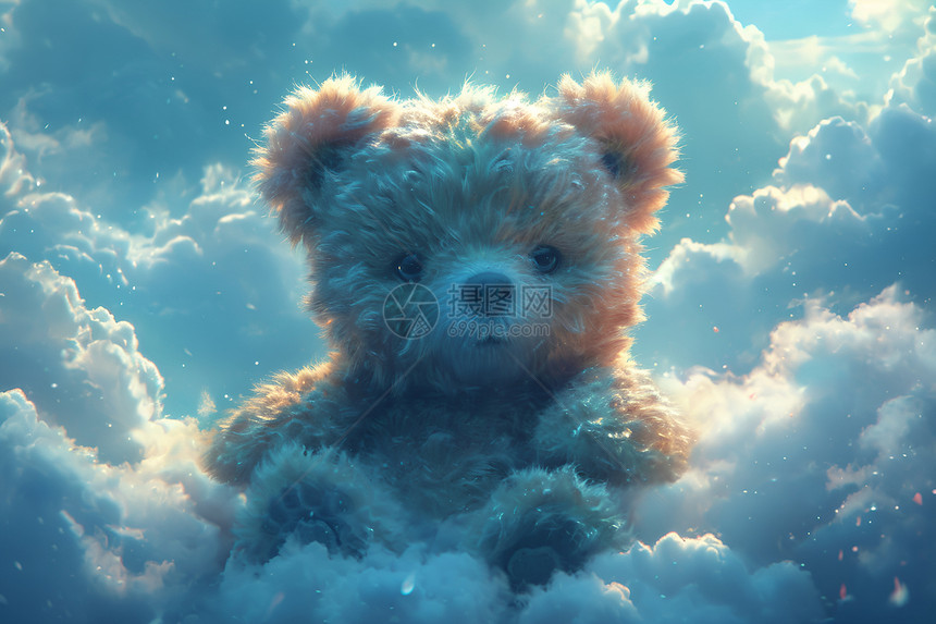 云朵中的绒毛熊图片
