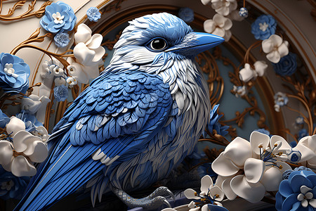 3D鸟语花香插图背景图片