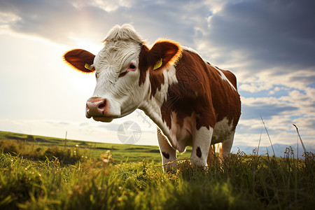 田园牧场的奶牛背景图片