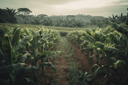 乡村农业种植的香蕉果园背景图片