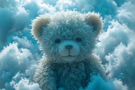 蓝色云彩中的小熊背景图片