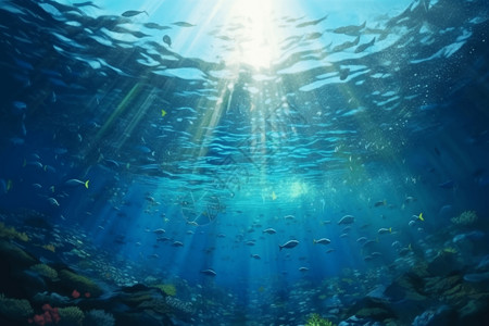 海底中的光芒背景图片