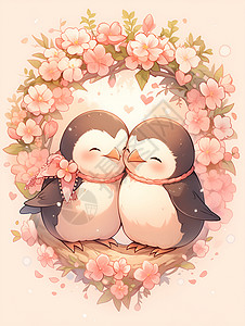 相爱的两只企鹅背景图片