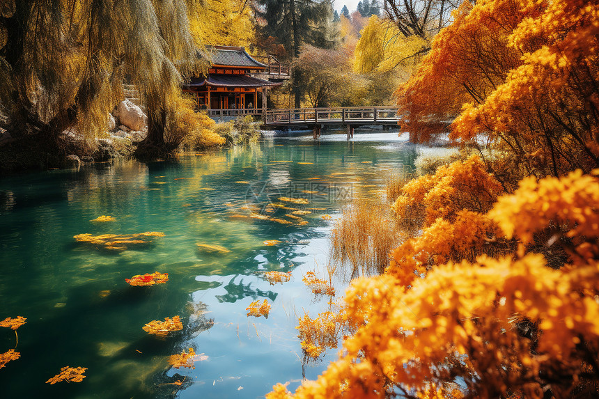 秋日公园的美丽风景图片
