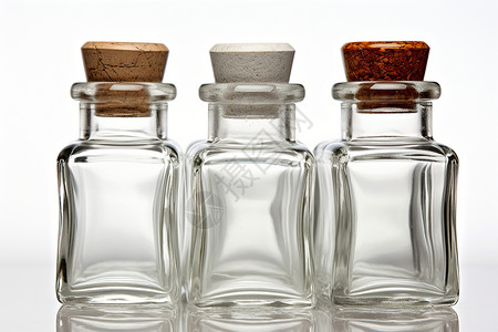 玻璃之空素材透明的三个玻璃瓶背景