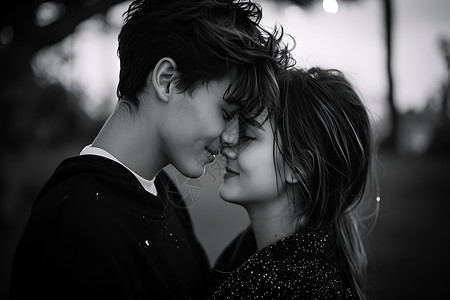 情侣黑白素材黑白画质的年轻夫妇背景
