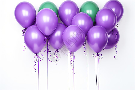 缤纷气球紫色丝带装饰高清图片