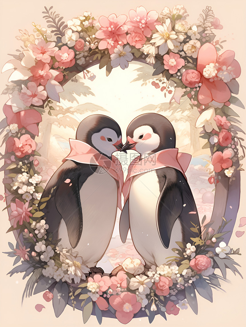 恋爱中的企鹅夫妇图片