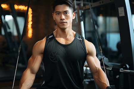 健身房健身的年轻男子背景图片