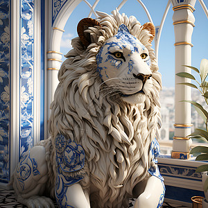 艺术美感的雄狮插图背景图片