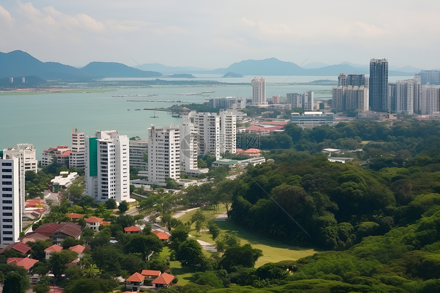 美丽壮观的海岸城市建筑景观图片