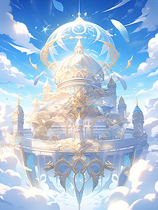 天空中漂浮的宫殿背景图片