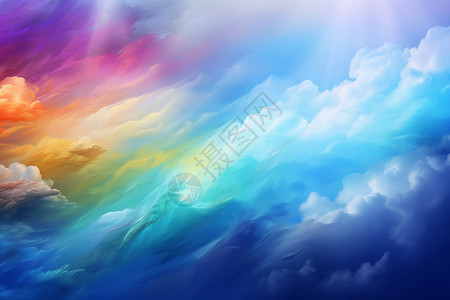 彩虹色的天空背景图片