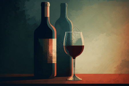 红酒的插图酒瓶高酒杯高清图片