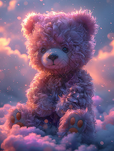 云朵中的小熊背景图片