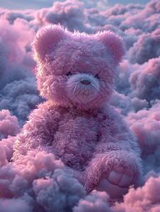 紫色云朵和玩具熊背景图片
