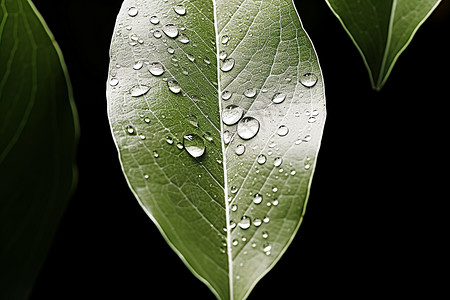 叶子上的雨滴背景图片