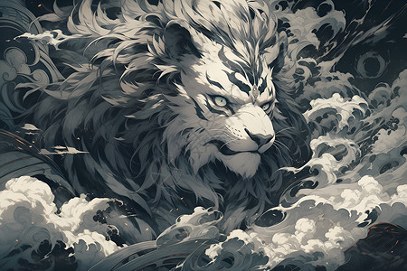 风云中的狮子头背景图片
