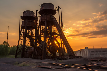 大型的金属水塔背景图片