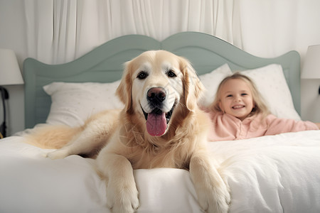 趴在床上的狗狗背景图片