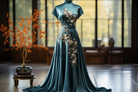 服装展示架优雅设计的长裙背景