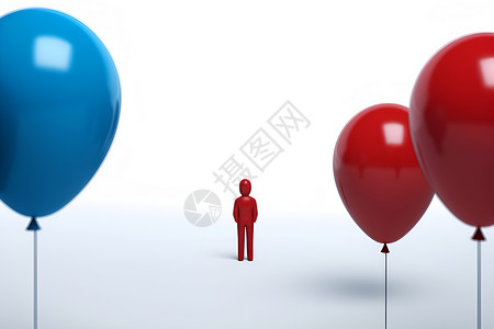 发气球的人气球中间的一个人插画