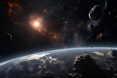 太空中的小行星背景图片