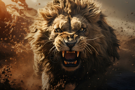 追逐中的动态狮子背景图片