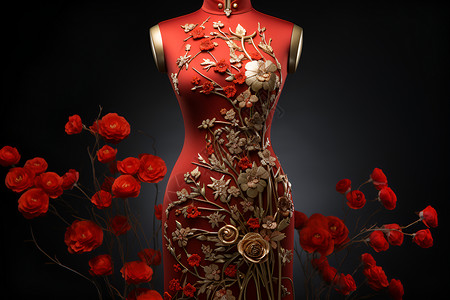 人体模特上的旗袍背景图片