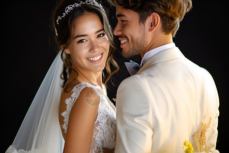 结婚的年轻夫妇背景图片