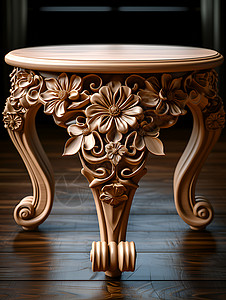 雕刻的精美花卉桌子背景图片
