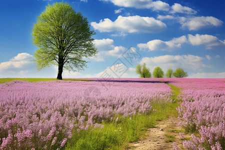 田野中的粉色花卉背景图片