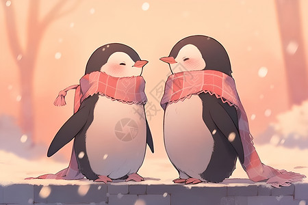 企鹅情侣背景图片