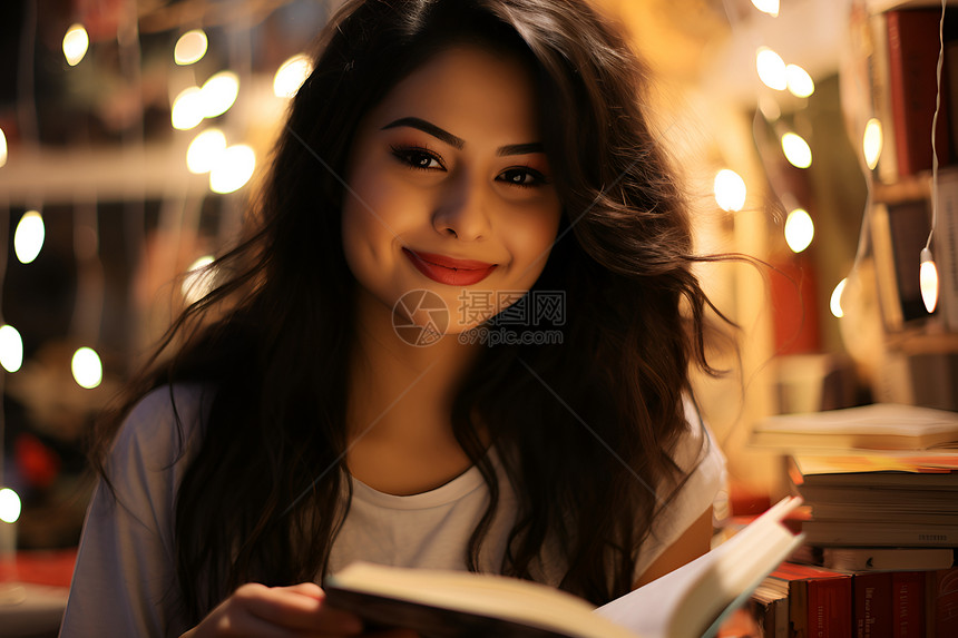 快乐阅读的的女子图片